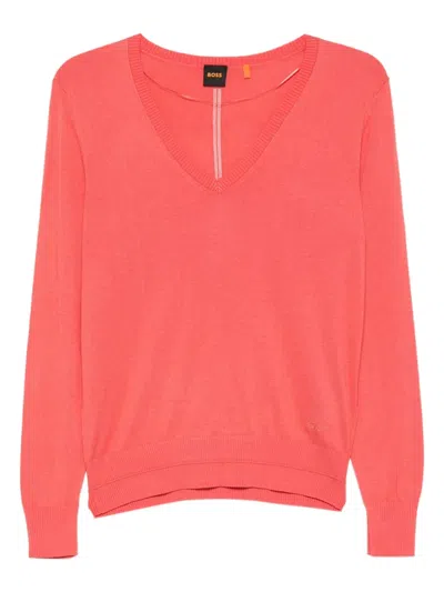 Hugo Boss V-neck Sweater In Pink