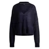 Hugo Boss V-neck Sweater With Melange Effect In Blue