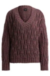 Hugo Boss V-neck Sweater With Structured Knit In Patterned