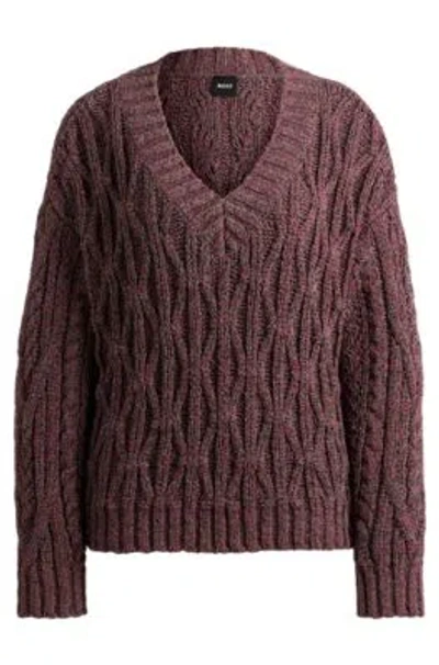 HUGO BOSS V-NECK SWEATER WITH STRUCTURED KNIT