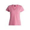 Hugo Boss V-neck T-shirt In Cotton With Embellishments In Purple