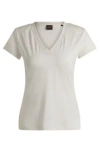 Hugo Boss V-neck T-shirt In Cotton With Embellishments In White