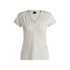 Hugo Boss V-neck T-shirt In Cotton With Embellishments In White