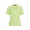 Hugo Boss V-neck T-shirt In Linen In Green