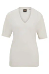 Hugo Boss V-neck T-shirt In Linen In White