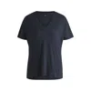 Hugo Boss V-neck T-shirt With Double B Monogram In Blue