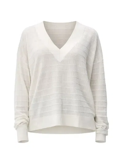 Hugo Boss V-neck Textured Sweater In White