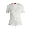 Hugo Boss V-neck Top With Gathered Front In White