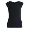 Hugo Boss V-neck Top With Knitted Structure In Blue
