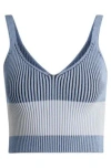Hugo Boss V-neck Vest Top In A Ribbed Knit In Patterned