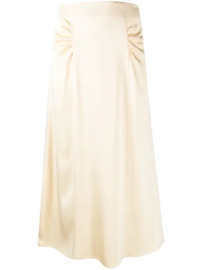 Hugo Boss Boss Vaniki Satin Midi Skirt In Neutral
