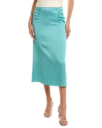 Hugo Boss Boss Vaniki Satin Midi Skirt In Open Blue