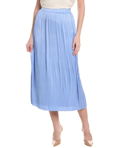 Hugo Boss Long Skirt In Micro-pleated Sateen Fabric In Blue