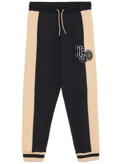 Hugo Boss Varsity-logo Cotton Track Pants In Blue
