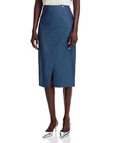 Hugo Boss Velibea Wrap Style Pencil Skirt In Blue