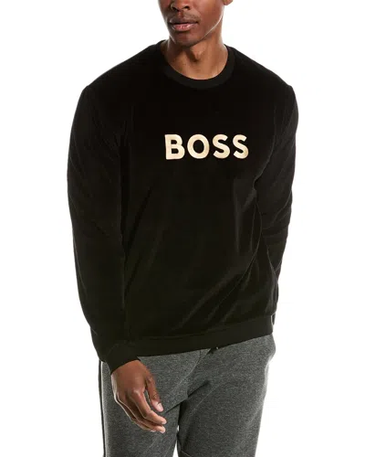 Hugo Boss Velour Sweatshirt In Black