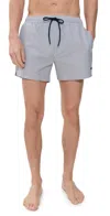 Hugo Boss Swim Shorts In Striped Seersucker Fabric In Blue