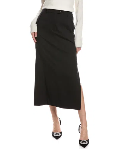 Hugo Boss Vemata Linen-blend Maxi Skirt In Black