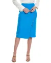 Hugo Boss Boss Vemboka Asymmetric Zip Pencil Skirt In Blue