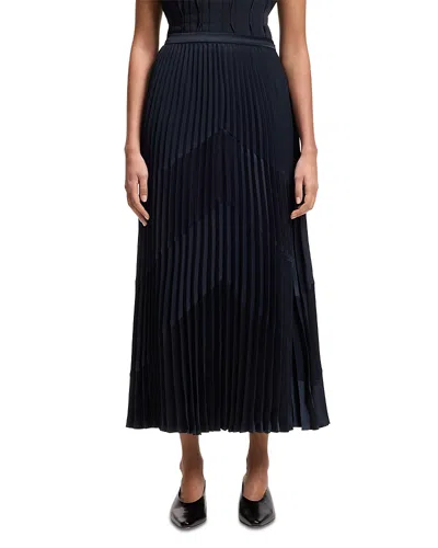 Hugo Boss Vennyta Pleated Skirt In Blue