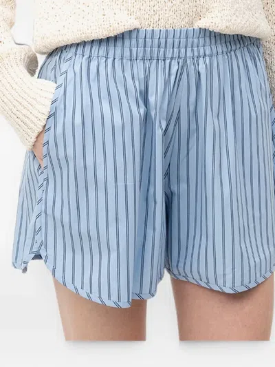 Hugo Boss Vertical-stripe Elasticated-waist Shorts In Blue