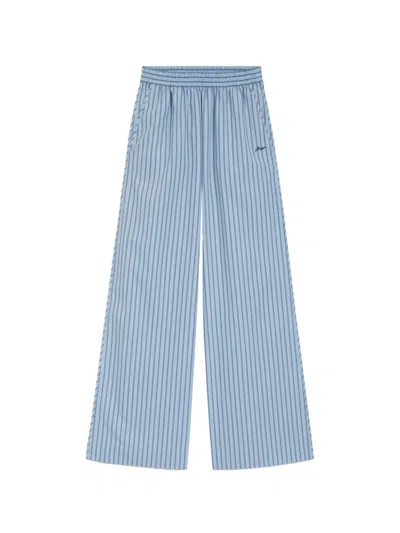 Hugo Boss Vertical-stripe Elasticated-waistband Trousers In Blue