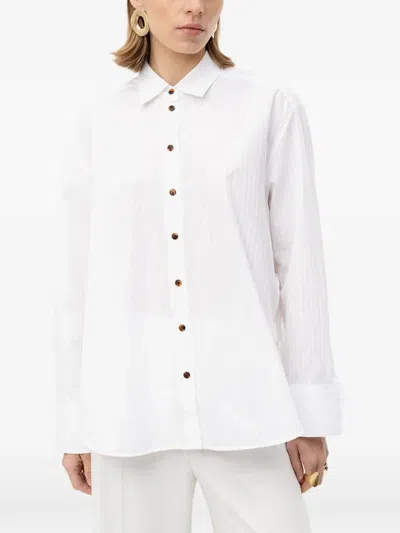 Hugo Boss Vertical-stripe Long-sleeve Shirt In White