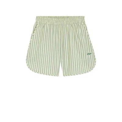 Hugo Boss Vertical-stripe Shorts In Cotton Poplin In Multi