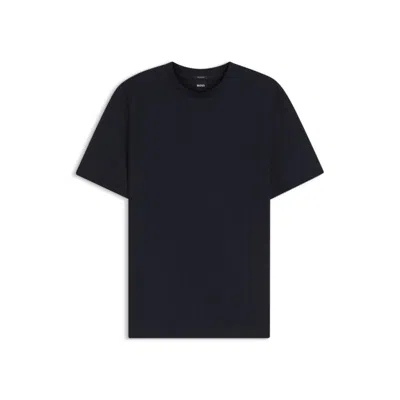 Hugo Boss Vertical-stripe T-shirt In Mercerised Cotton In Blue