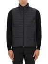 Hugo Boss Boss Quilted Black Vest With High Collar In Blue