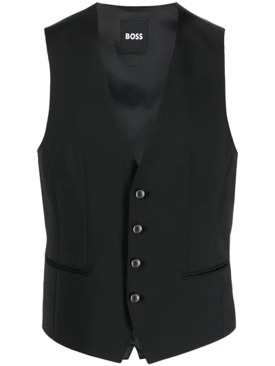 Hugo Boss Vests In 001 Black