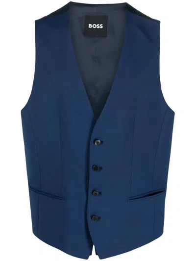 Hugo Boss Vests In 463 Open Blue