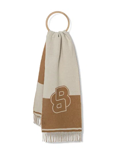 Hugo Boss Vianna Logo-detail Scarf In Brown