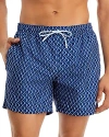 Hugo Boss Micro-print Quick-drying Swim Shorts With Logo Detail In Navy