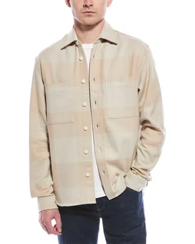 Hugo Boss Vichy Relaxed Fit Overshirt In Sand