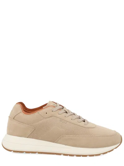 Hugo Boss Vinston Cow Leather Perforated Sneakers In Neutral