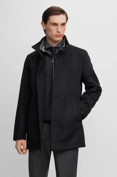 Pre-owned Hugo Boss Virgin & Wool Cashmere Coat, Relaxed Fit, Black, Size 46r - $745
