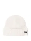 Hugo Boss Virgin Wool Beanie Hat In White