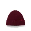 Hugo Boss Virgin-wool Beanie Hat With Red Logo In Burgundy