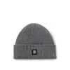 Hugo Boss Virgin-wool Beanie Hat With Stacked-logo Badge In Gray