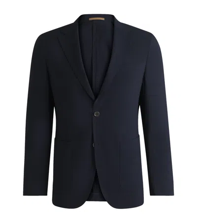 Hugo Boss Virgin Wool-blend Slim Blazer In Blue