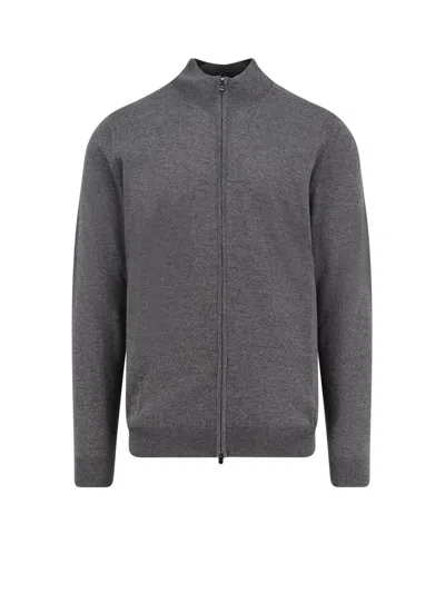 Hugo Boss Virgin Wool Cardigan In Gray