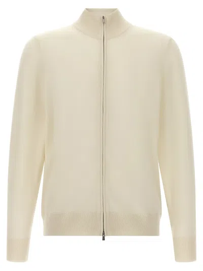 Hugo Boss Virgin Wool Cardigan In Neutral