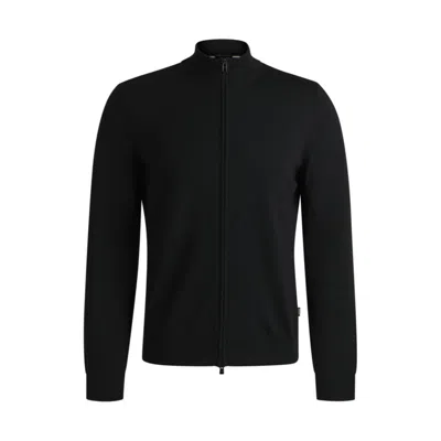 Hugo Boss Virgin-wool Cardigan In A Regular Fit In Black