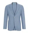 Hugo Boss Slim-fit Jacket In Virgin Wool, Silk And Cashmere In Blue