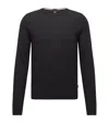 Hugo Boss Virgin Wool Crew-neck Sweater In Black