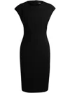 Hugo Boss Slim-fit Dress In Virgin Wool With Cap Sleeves In Black