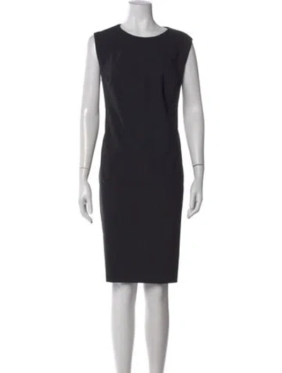 Pre-owned Hugo Boss Virgin Wool Knee-length Dress In Black