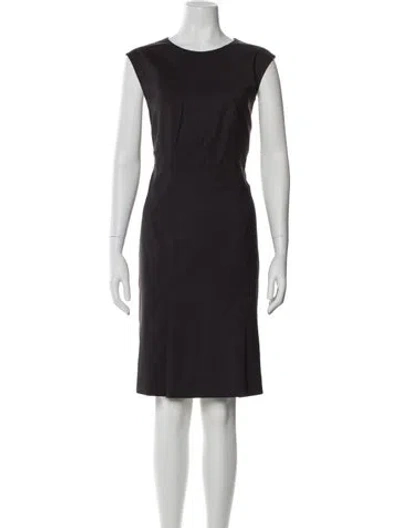 Pre-owned Hugo Boss Virgin Wool Knee-length Dress In Black