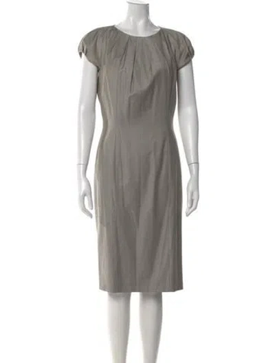 Pre-owned Hugo Boss Virgin Wool Knee-length Dress In Gray